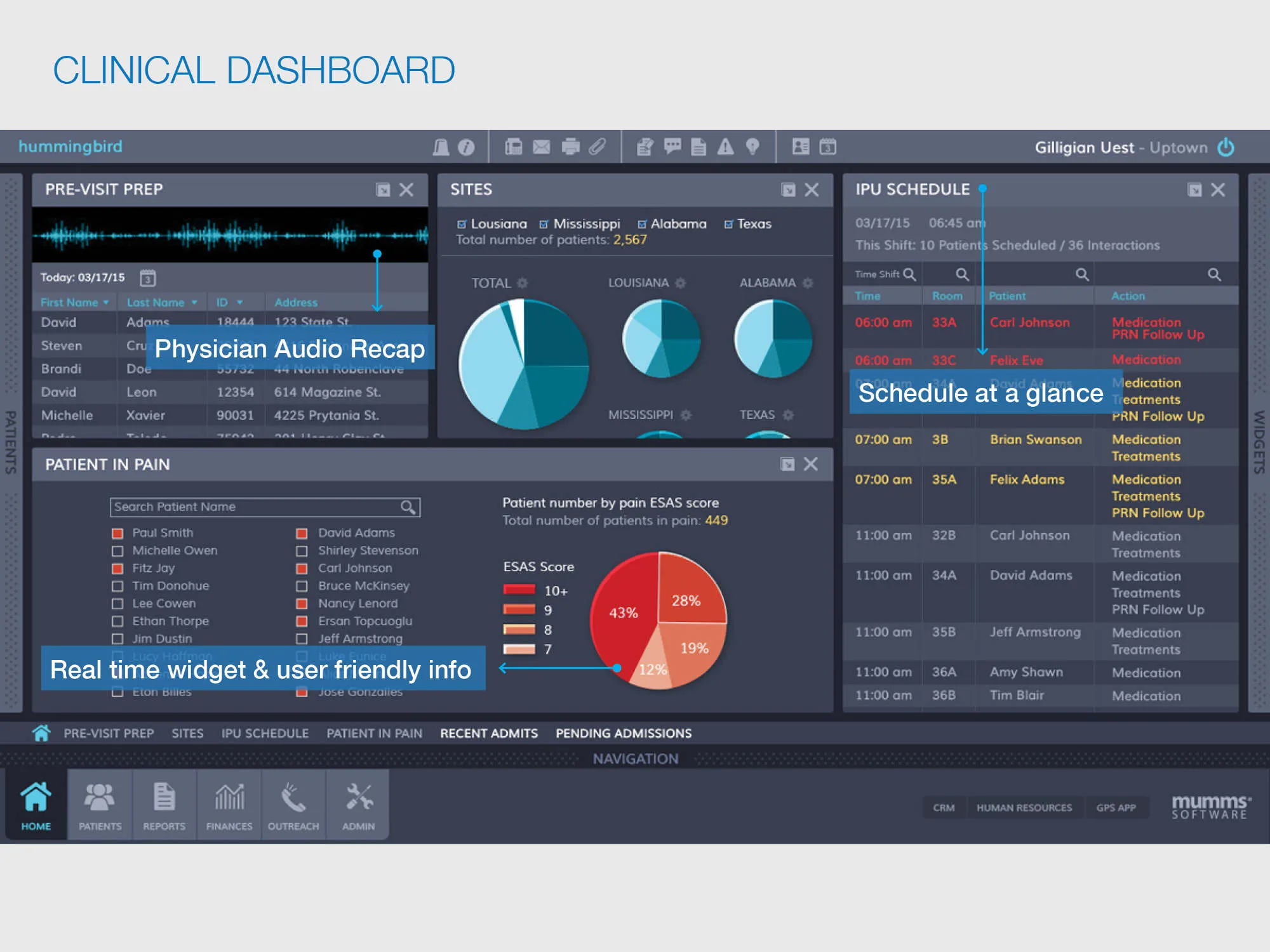 Sample screen from the Hummingbird project